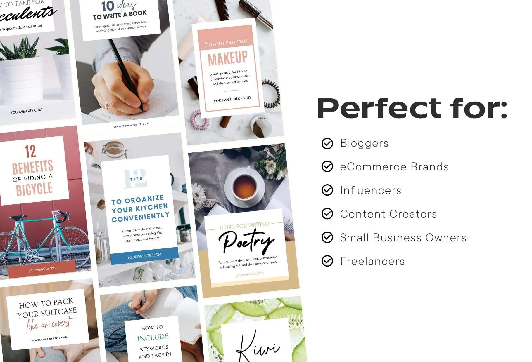 14 Modern Pinterest Templates for Bloggers and Coaches in All Industries Editable Canva Template Pack 04
