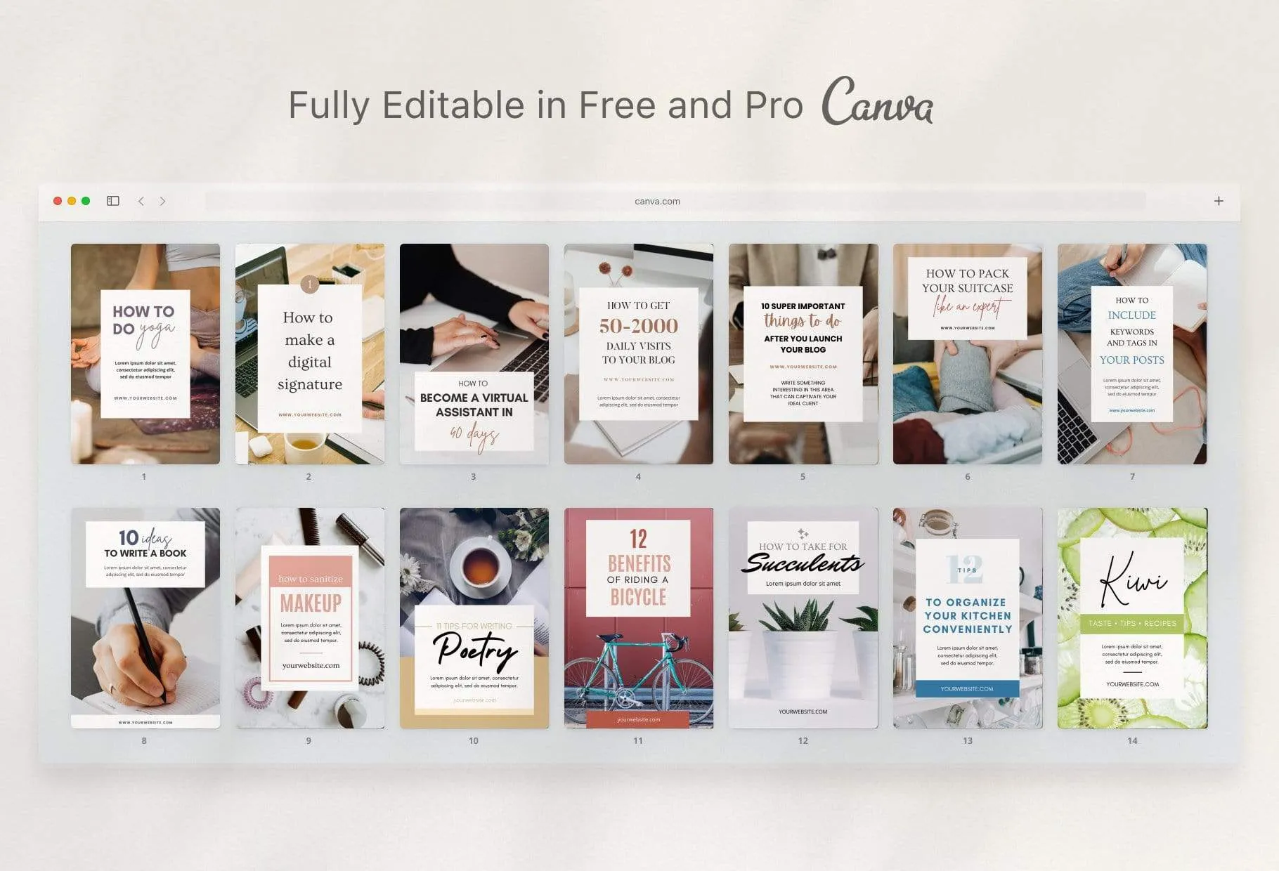 14 Modern Pinterest Templates for Bloggers and Coaches in All Industries Editable Canva Template Pack 04