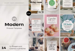 14 Modern Pinterest Templates for Bloggers and Coaches in All Industries Editable Canva Template Pack 05