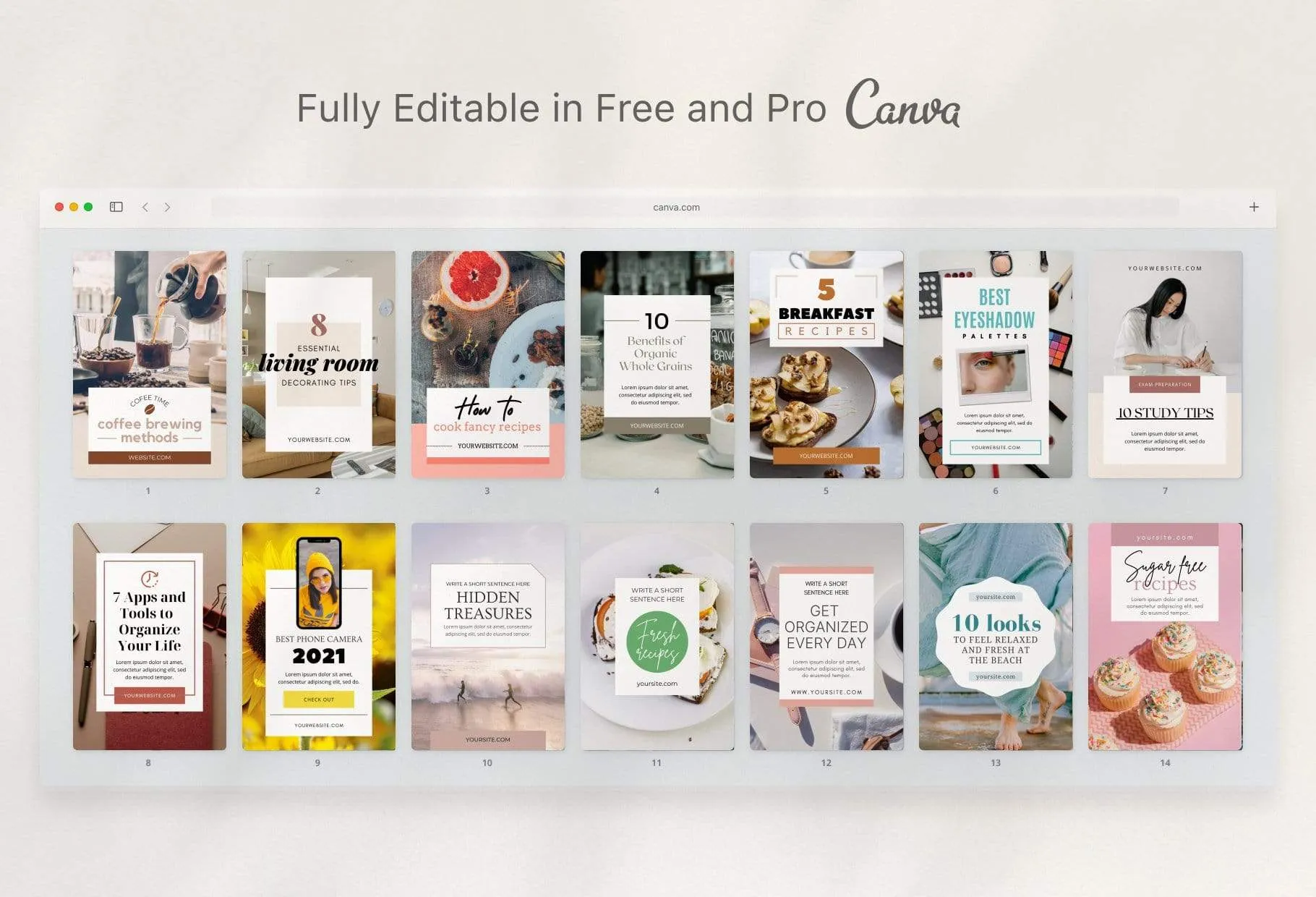 14 Modern Pinterest Templates for Bloggers and Coaches in All Industries Editable Canva Template Pack 05