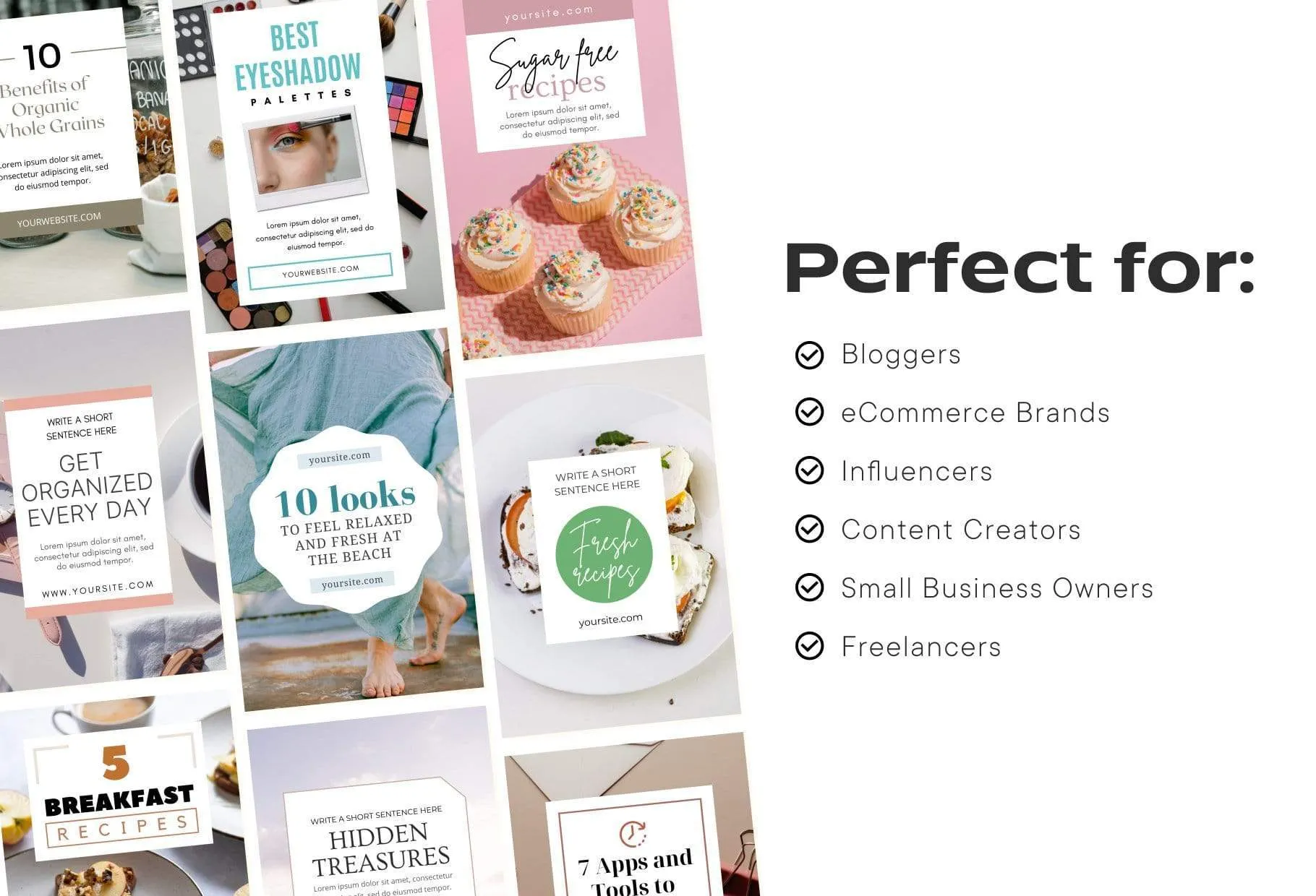 14 Modern Pinterest Templates for Bloggers and Coaches in All Industries Editable Canva Template Pack 05