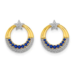 14K Gold Lab Grown Sapphire & Diamond Star Post Earrings