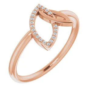 14K Rose .05 CTW Diamond Double Leaf Ring