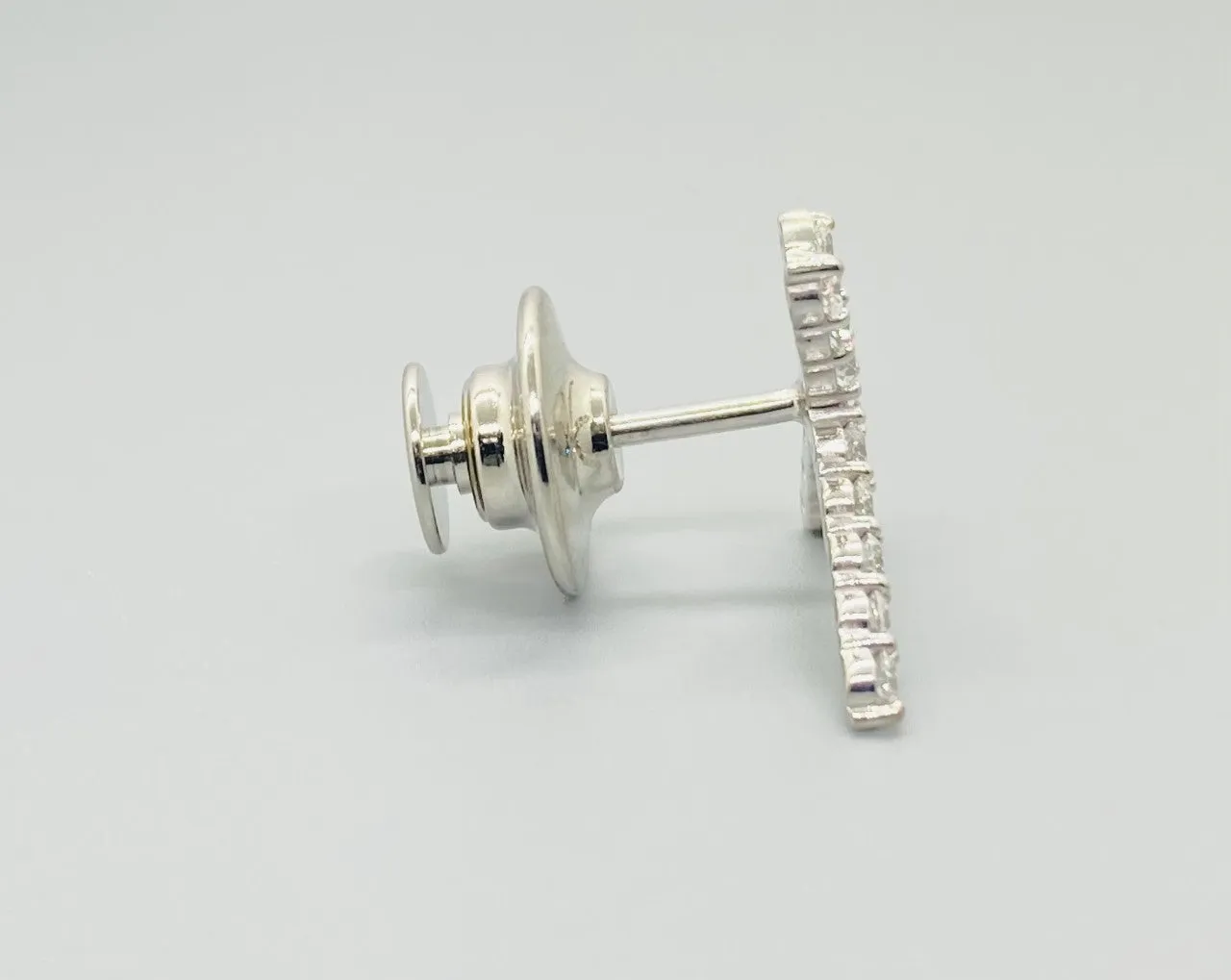14k White Gold .75 cttw Diamond Cross Tie Tac / Lapel Pin