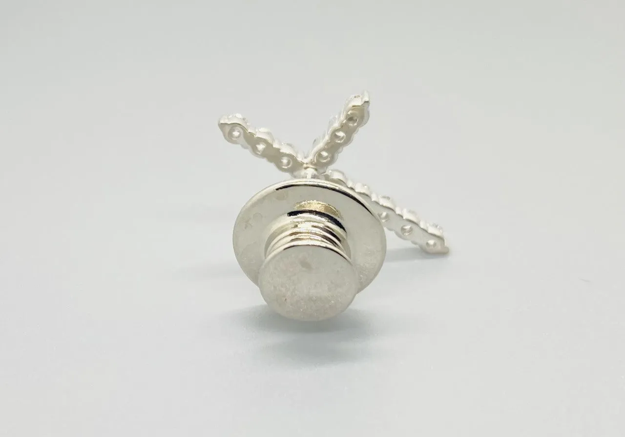 14k White Gold .75 cttw Diamond Cross Tie Tac / Lapel Pin