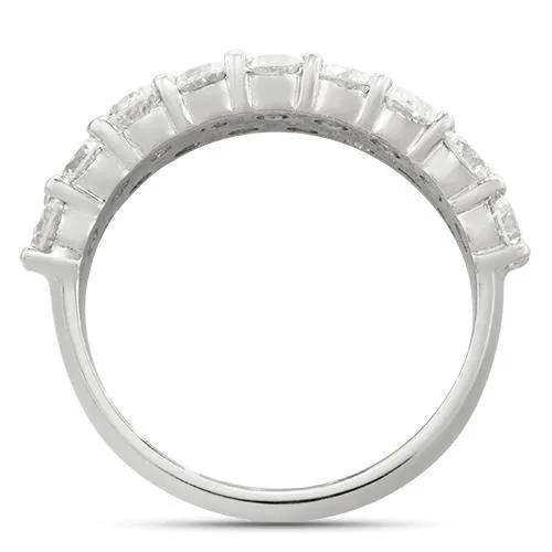 14k White Gold Diamond Two Row Wedding Band 3.25 Ctw