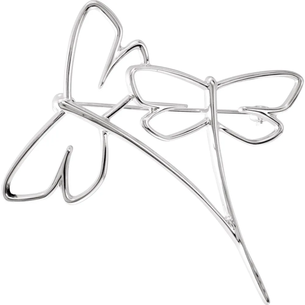 14k White Gold Dragonfly Brooch