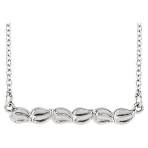 14K White Leaf Bar 16-18" Necklace