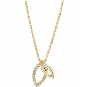 14K Yellow .05 CTW Diamond Double Leaf 18" Necklace