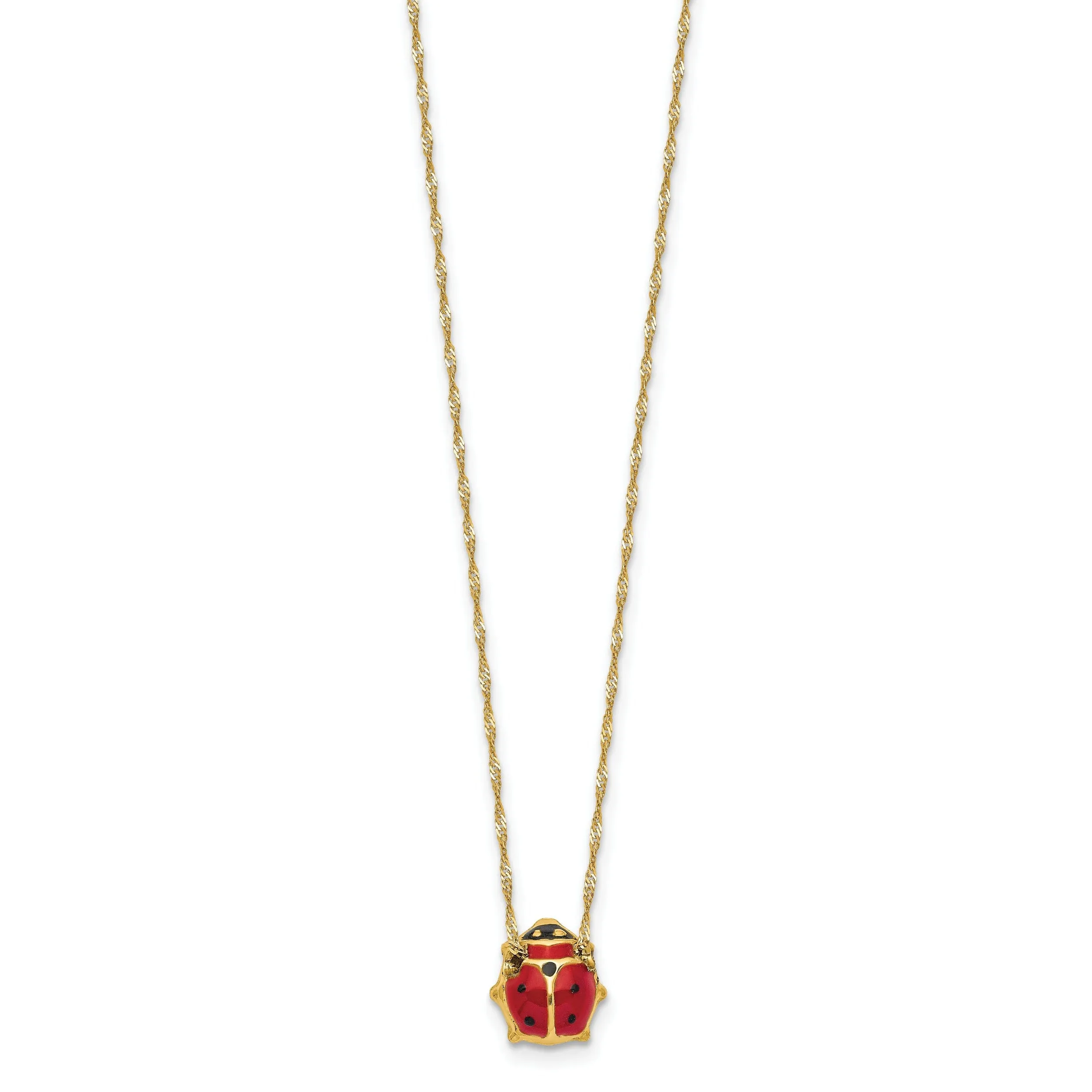 14k Yellow Gold Enameled Ladybug Necklace