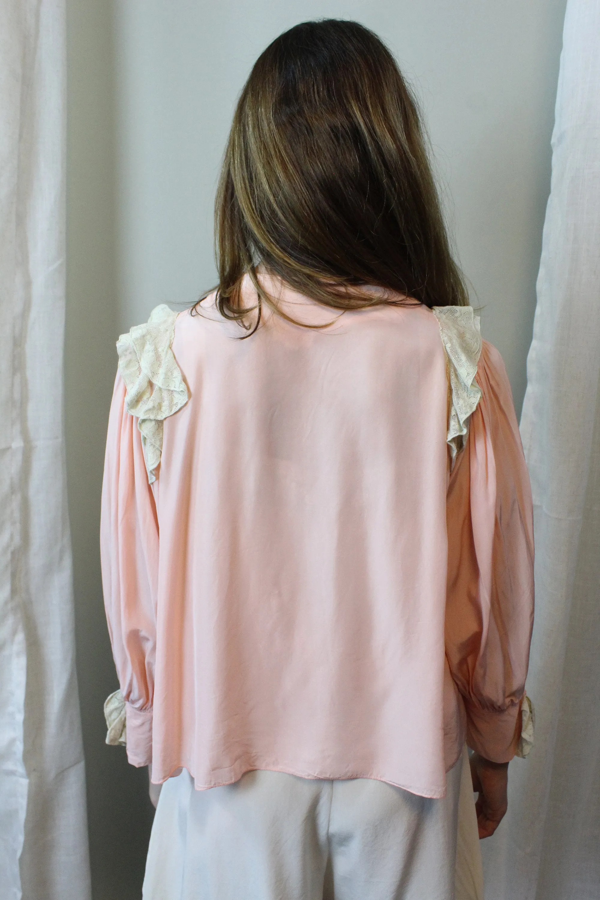1940s peach rayon BED JACKET small medium | new spring summer