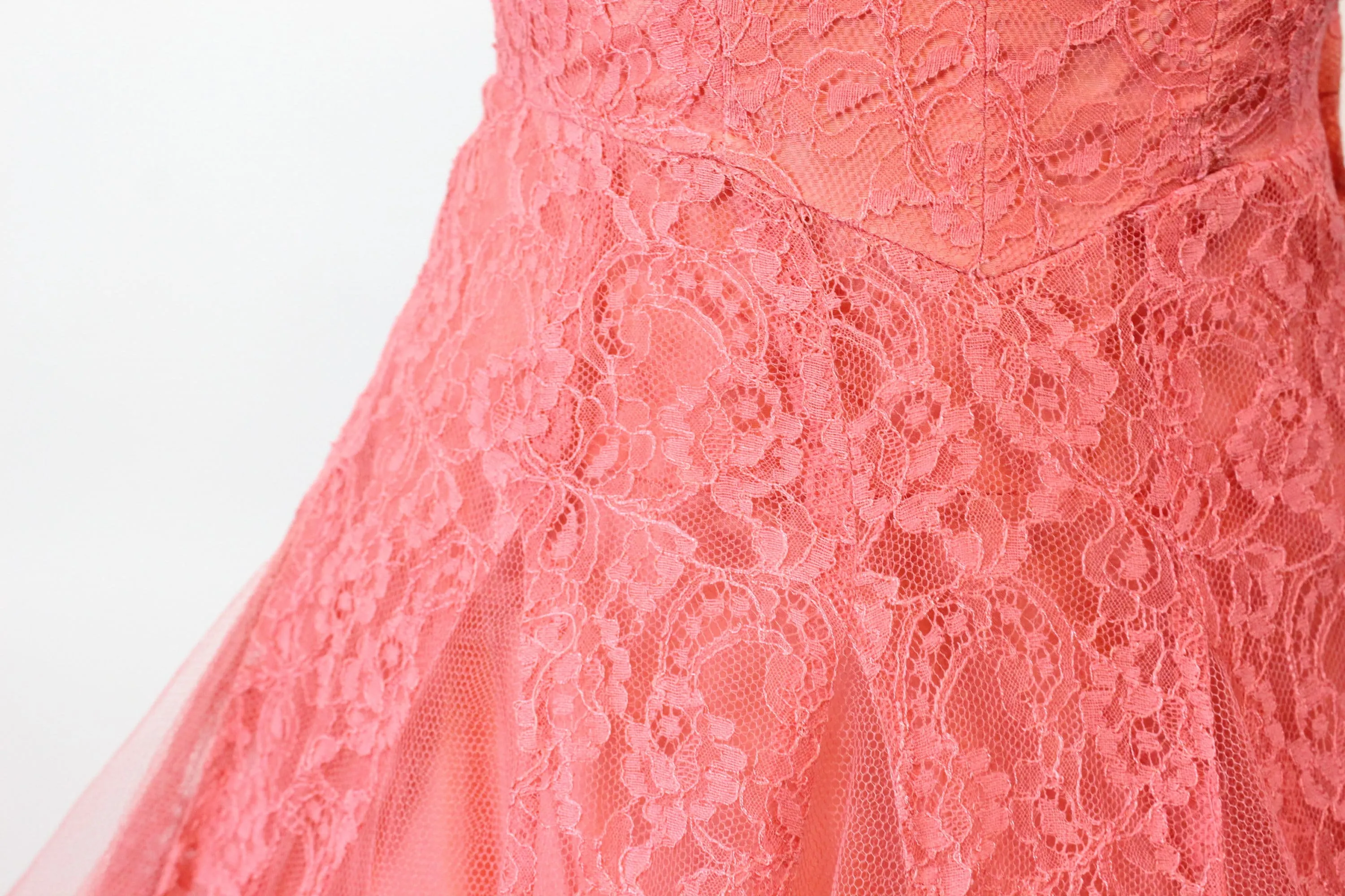 1950s CORAL tulle CUPCAKE lace dress xs | new spring summer