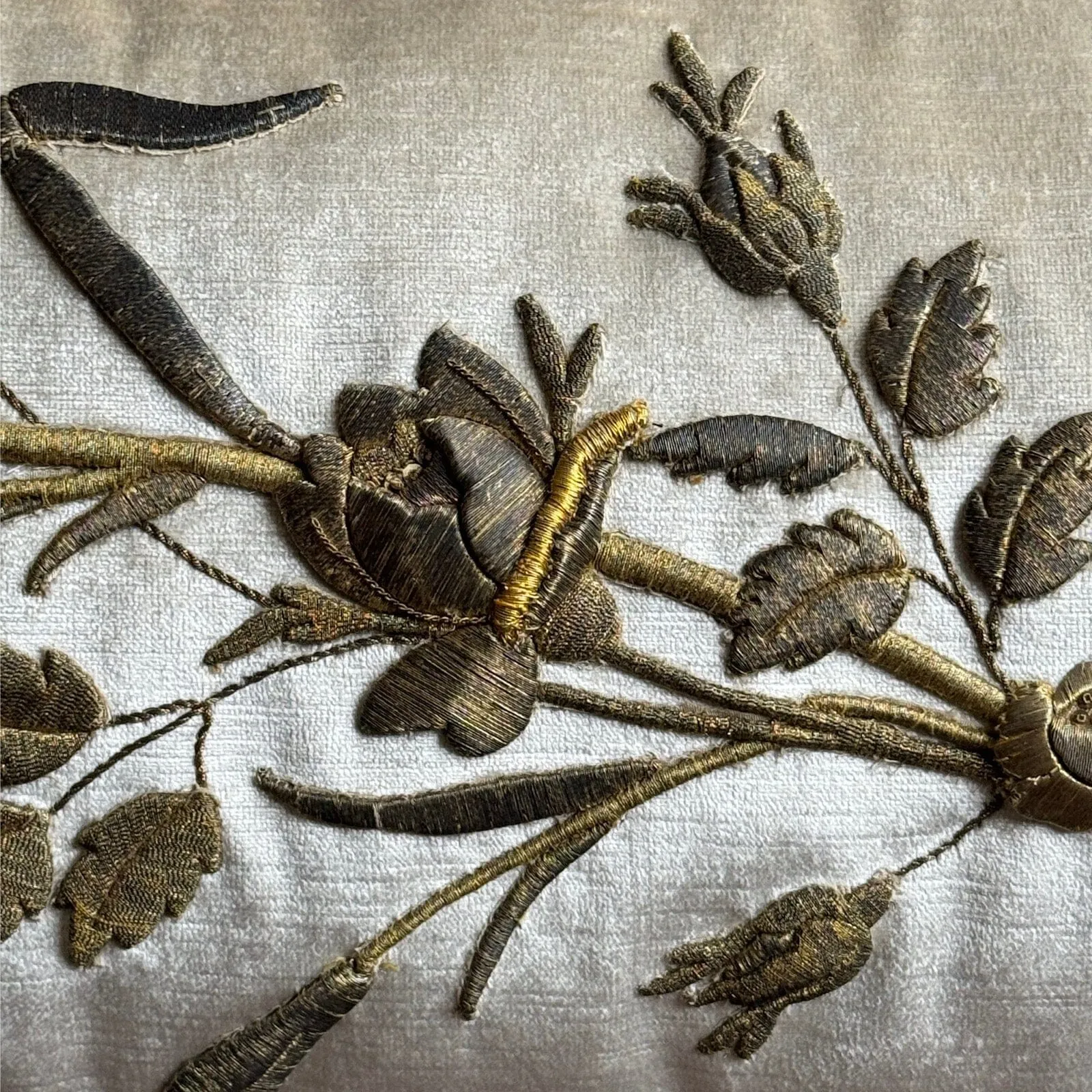 19th C. Antique European Raised Gold Metallic Embroidery (#E051424 | 14 x 42")