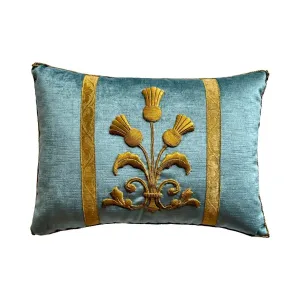 19th C. European Raised Gold Metallic Embroidery of Thistles (#E042624) | 13 x 18"