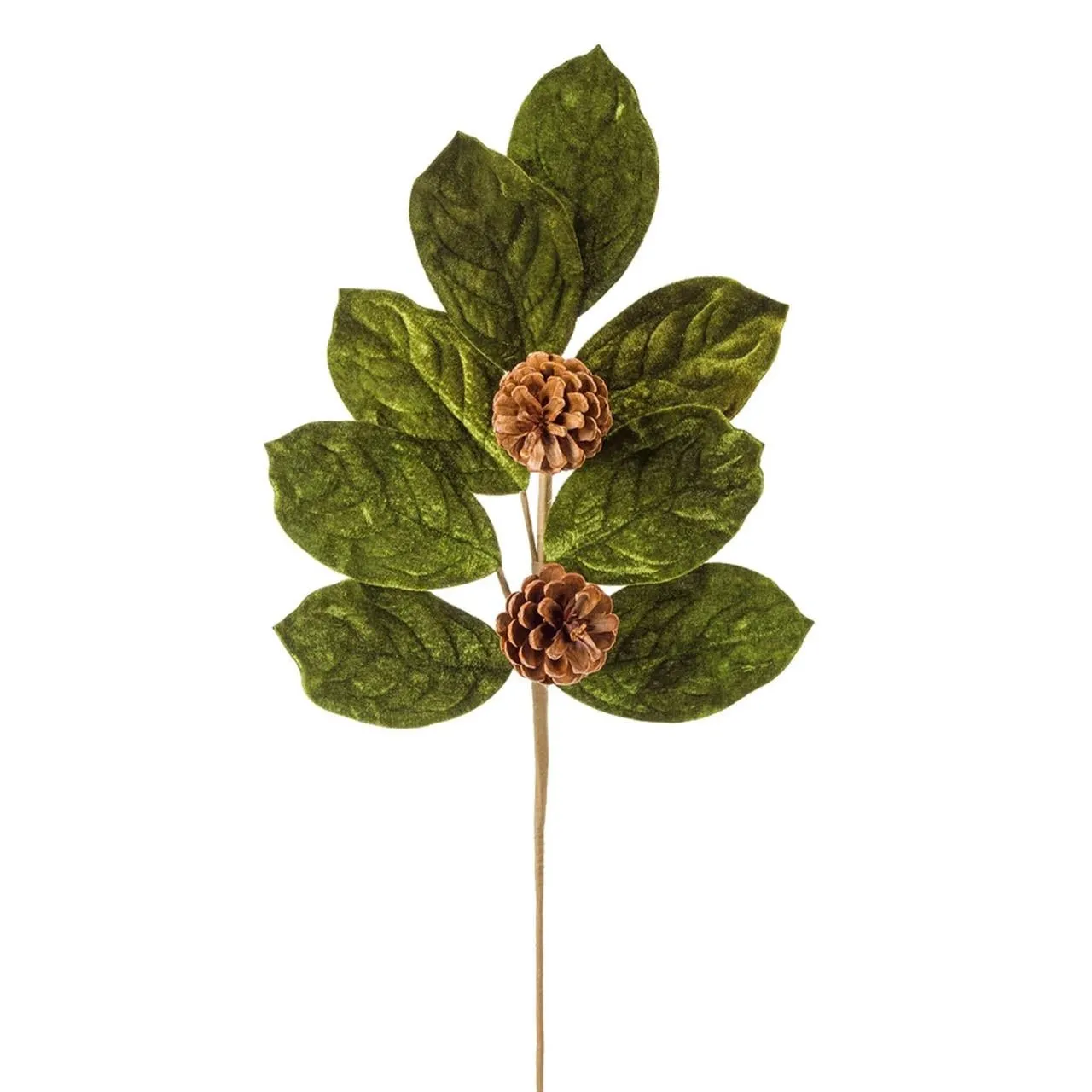 27" Velvet Magnolia Leaf/Cone Spray