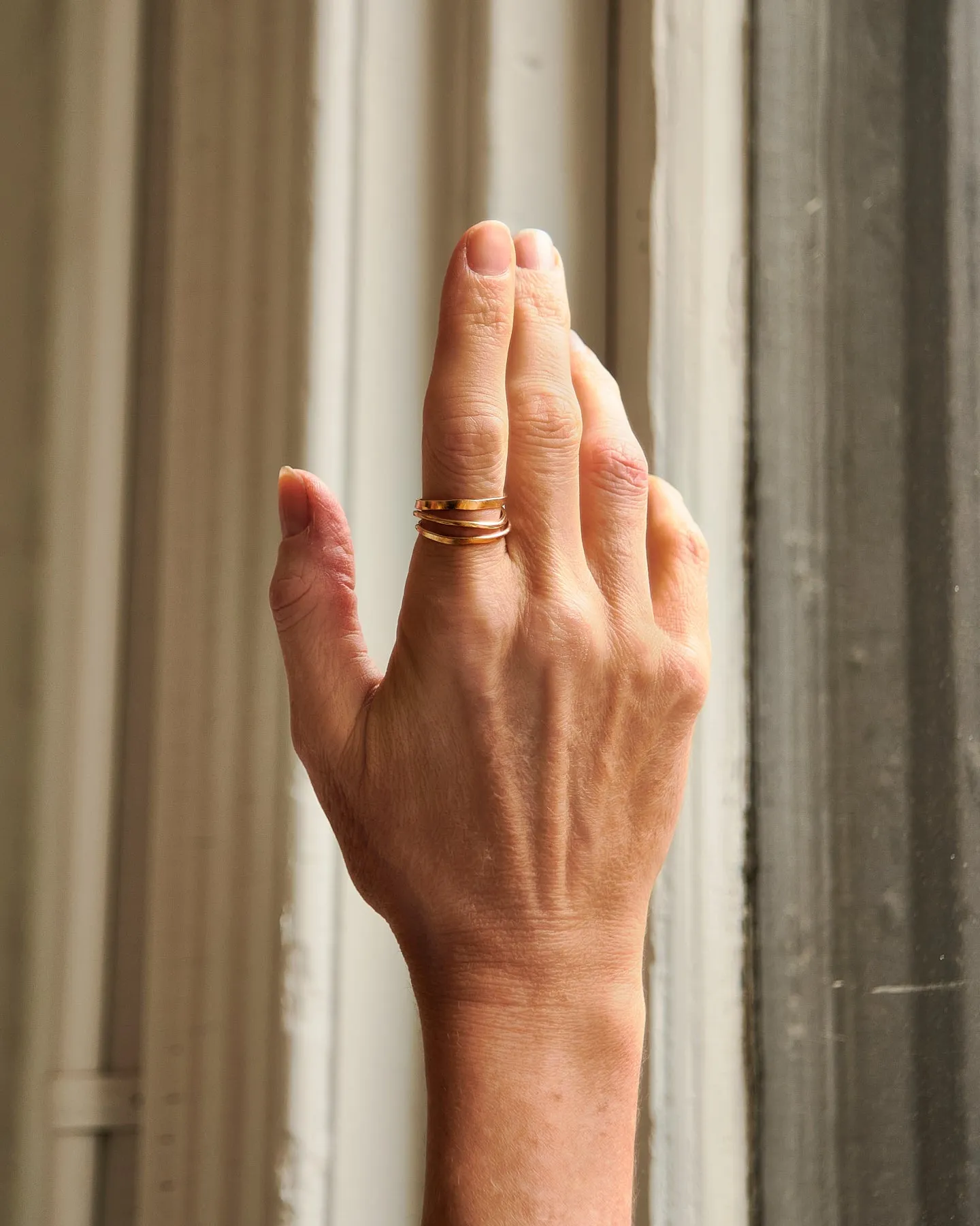 3 Spiral Hammered Gold Filled Ring