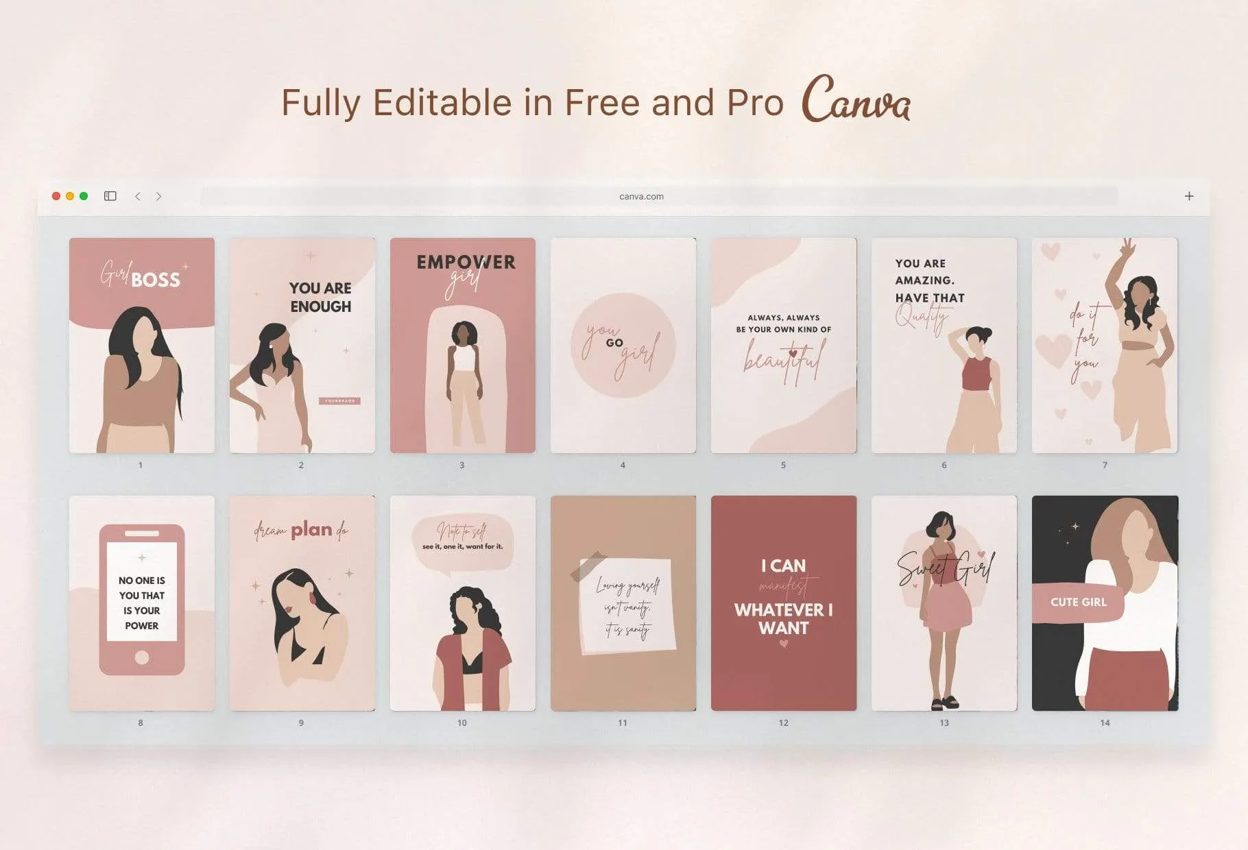 30 Girl Boss Pins Editable Canva Templates