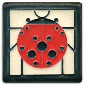 4x4 Ladybug with Border Tile (Charley Harper) by Motawi Tileworks