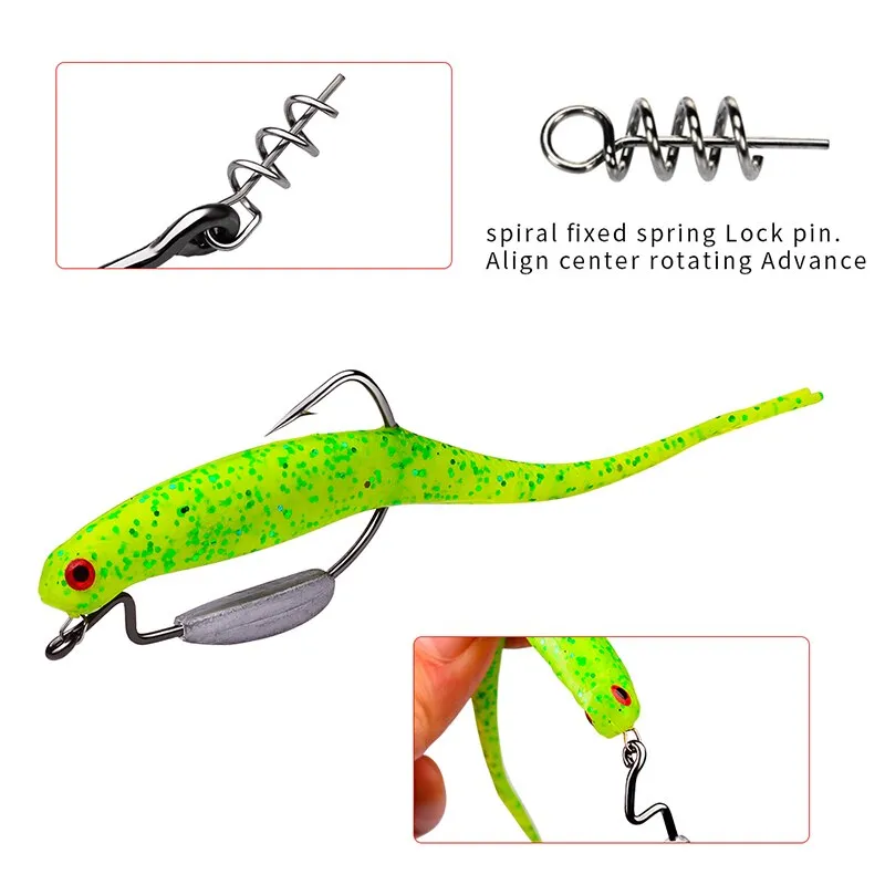 5x Weedless Fishing hooks Soft Lure Bait Texas Rig 1/0-5/0# with Lock Pin