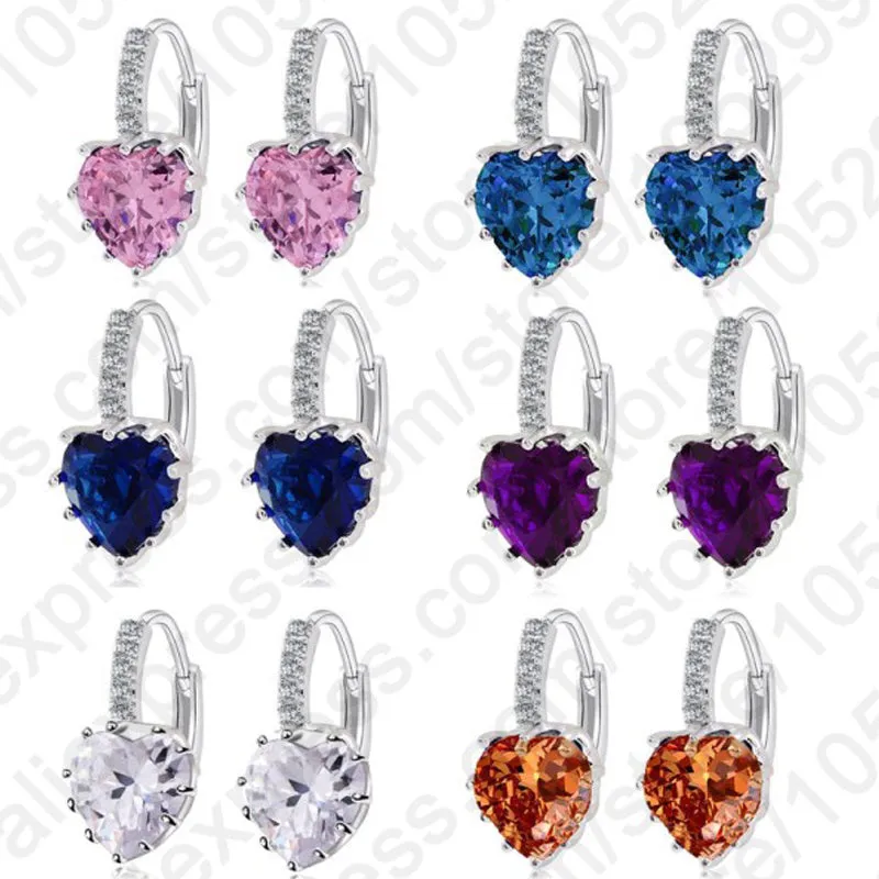 925 Sterling Silver  Colorful Heart Earrings