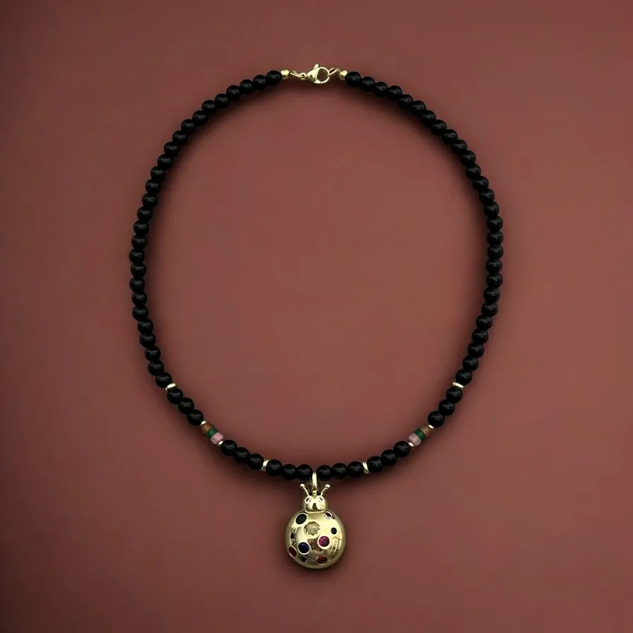 A Symbol of Luck & Protection - Ladybug Onyx Necklace