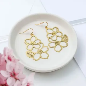 A Tea Leaf - Earrings - Cherry Blossom (Gold)