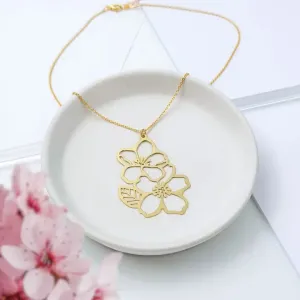 A Tea Leaf - Necklace - Cherry Blossom (Gold)