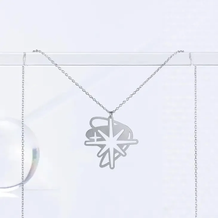 A Tea Leaf - Necklace - Retro Starburst (Silver) #ATL-N-226-STA