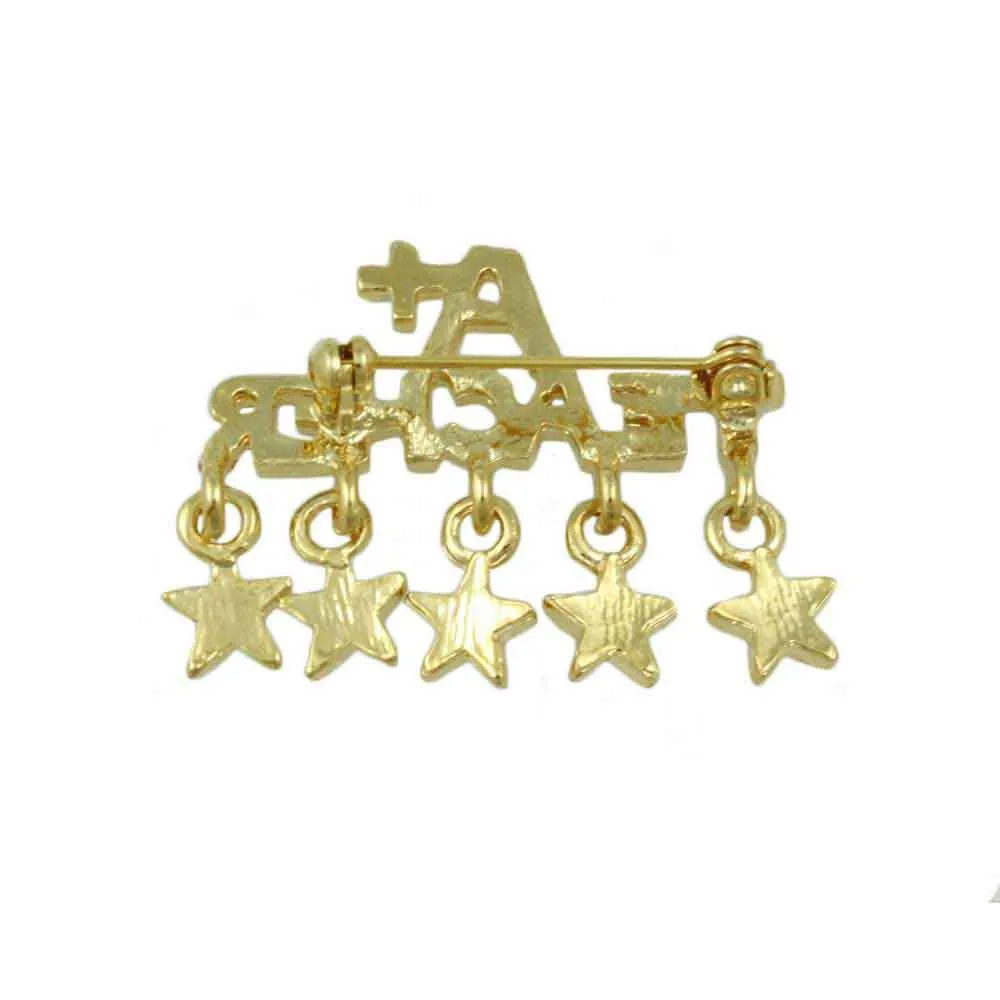 A  Teacher with Dangling Crystal Star Charms Brooch Pin - XP126