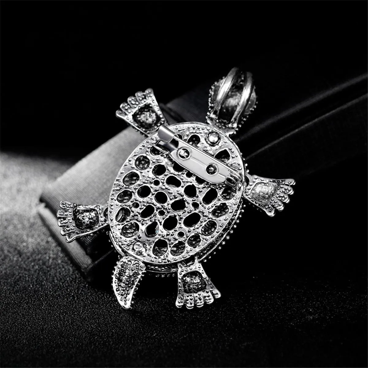 Abalone Shell & Silver-Plated Turtle Brooch