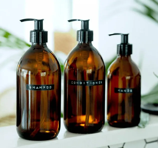 Amber Glass Lotion Pump Bottle