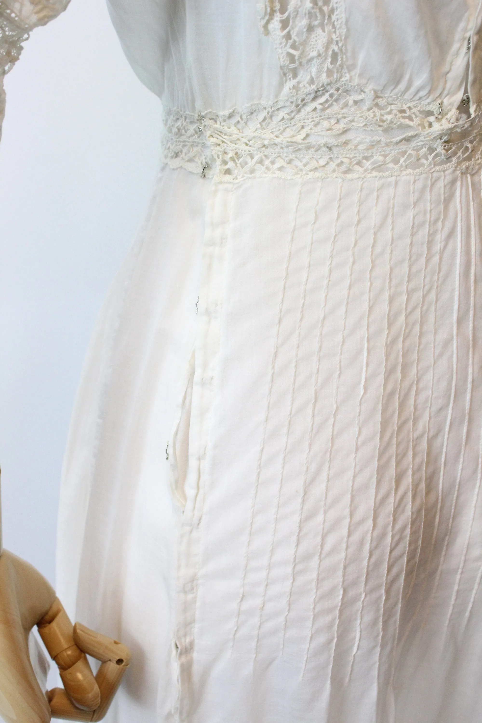 ANTIQUE 1910 EDWARDIAN cotton lace lingerie dress xxs  | new spring summer