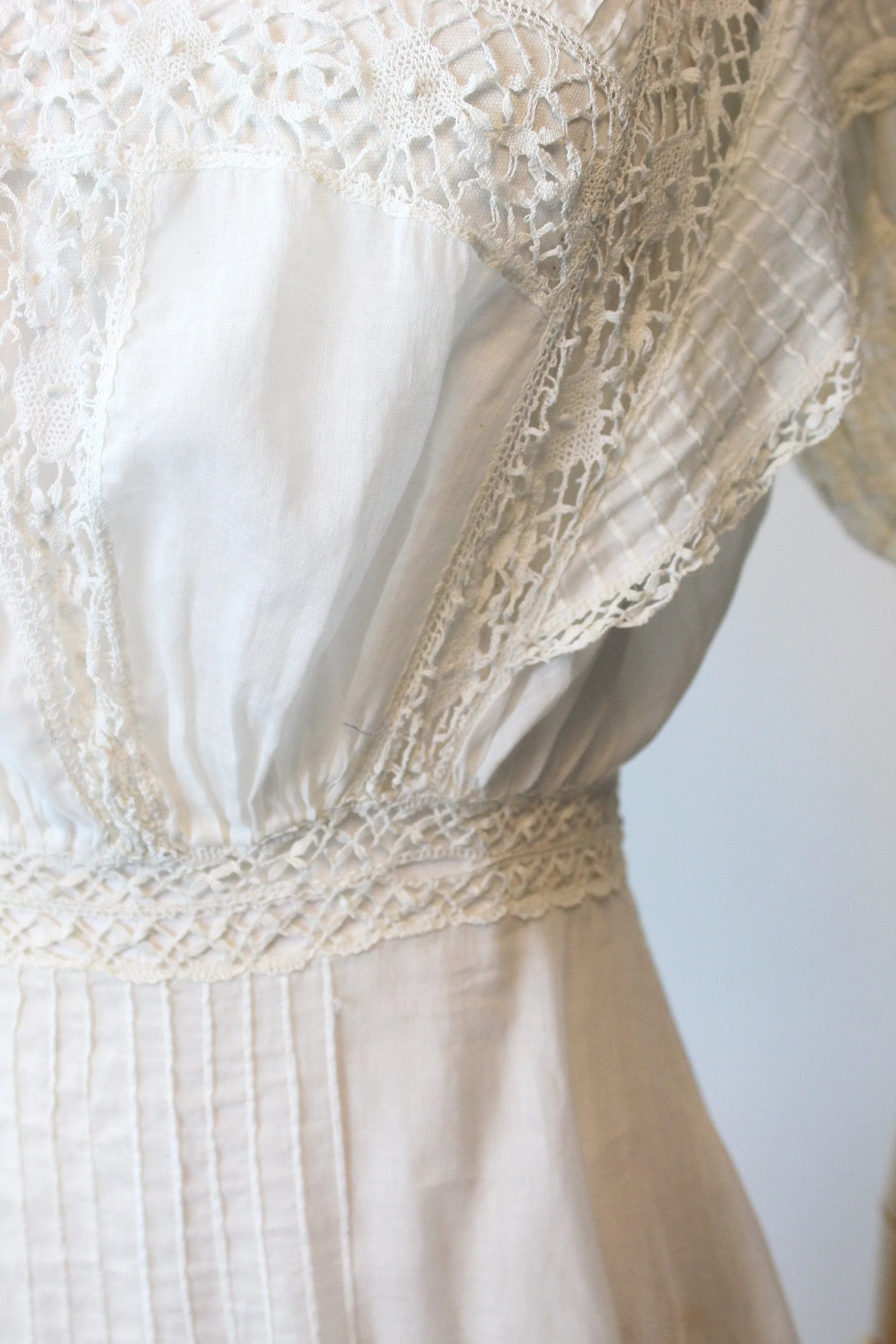 ANTIQUE 1910 EDWARDIAN cotton lace lingerie dress xxs  | new spring summer