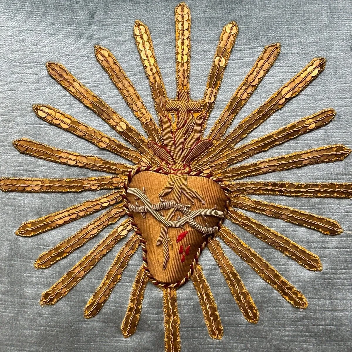 Antique Ecclesiastic Gold and Silver Embroidery (#E100823 | 17 1/2 x 17 1/2")