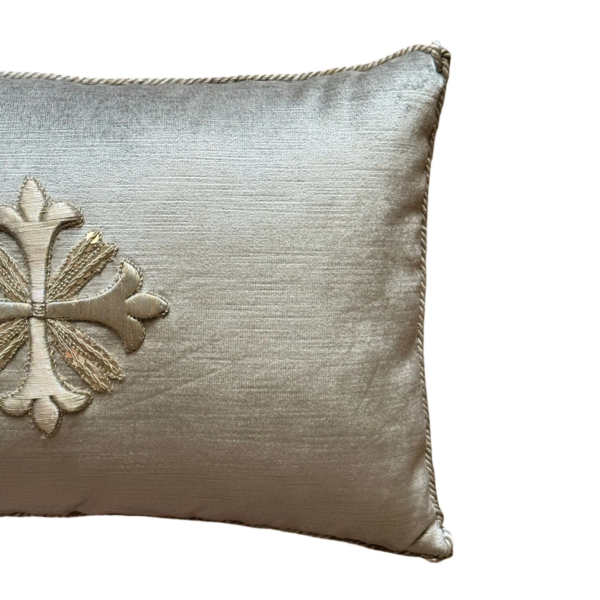 Antique Ecclesiastic Metallic Silver Embroidery (#E080224 | 10.5 x 16")