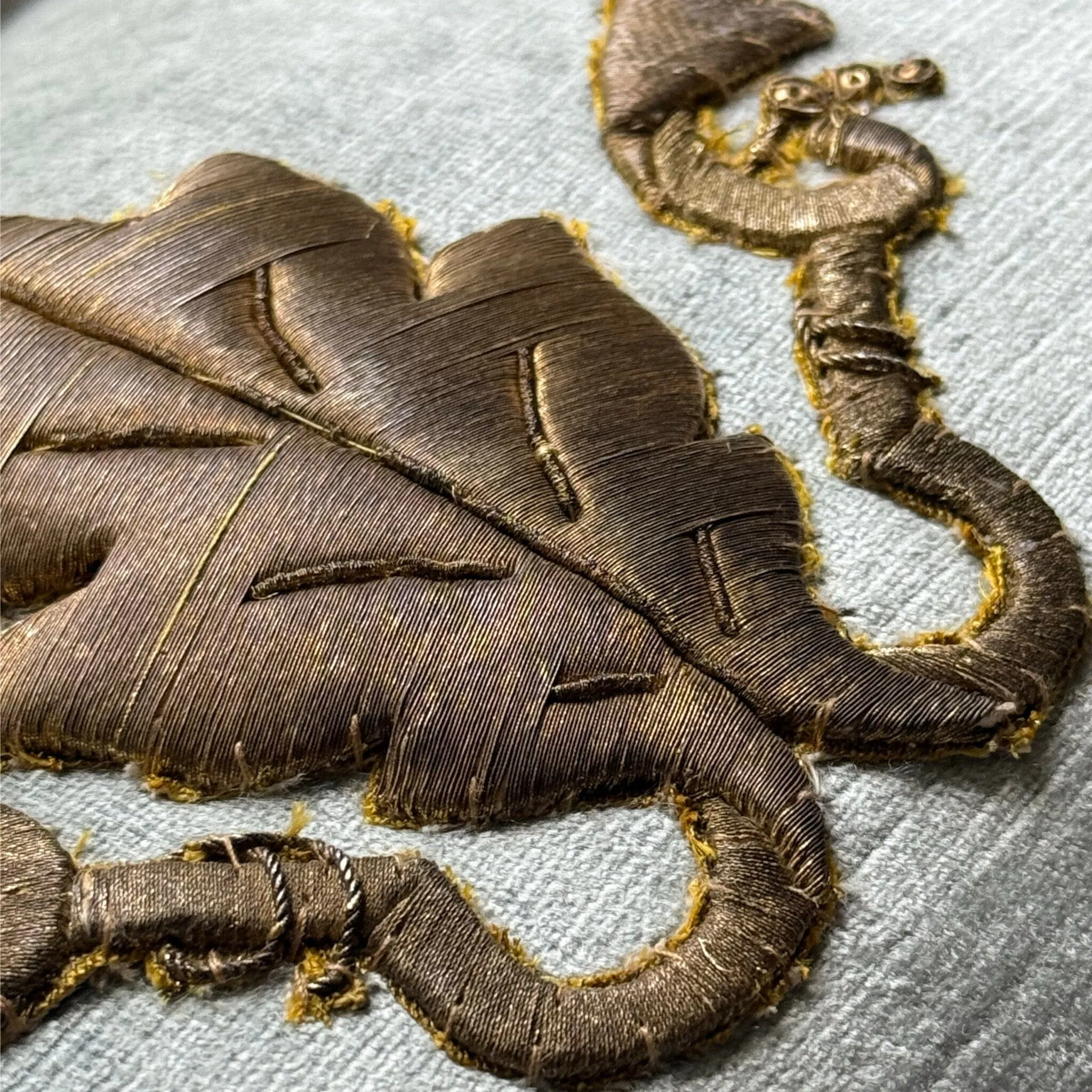 Antique European Raised Gold Metallic Embroidery (#E072424A&B | 11 x 17")