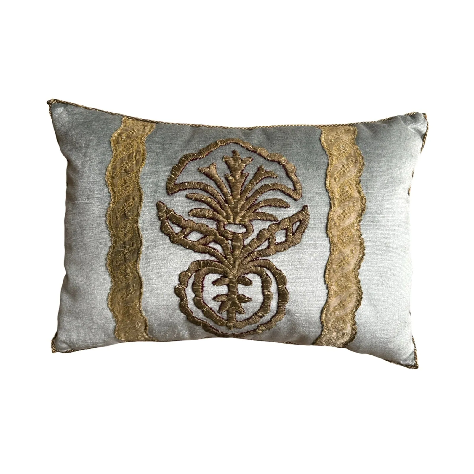 Antique Ottoman Empire Raised Gold and Silver Metallic Embroidery (#E010925 | 14" x 19")