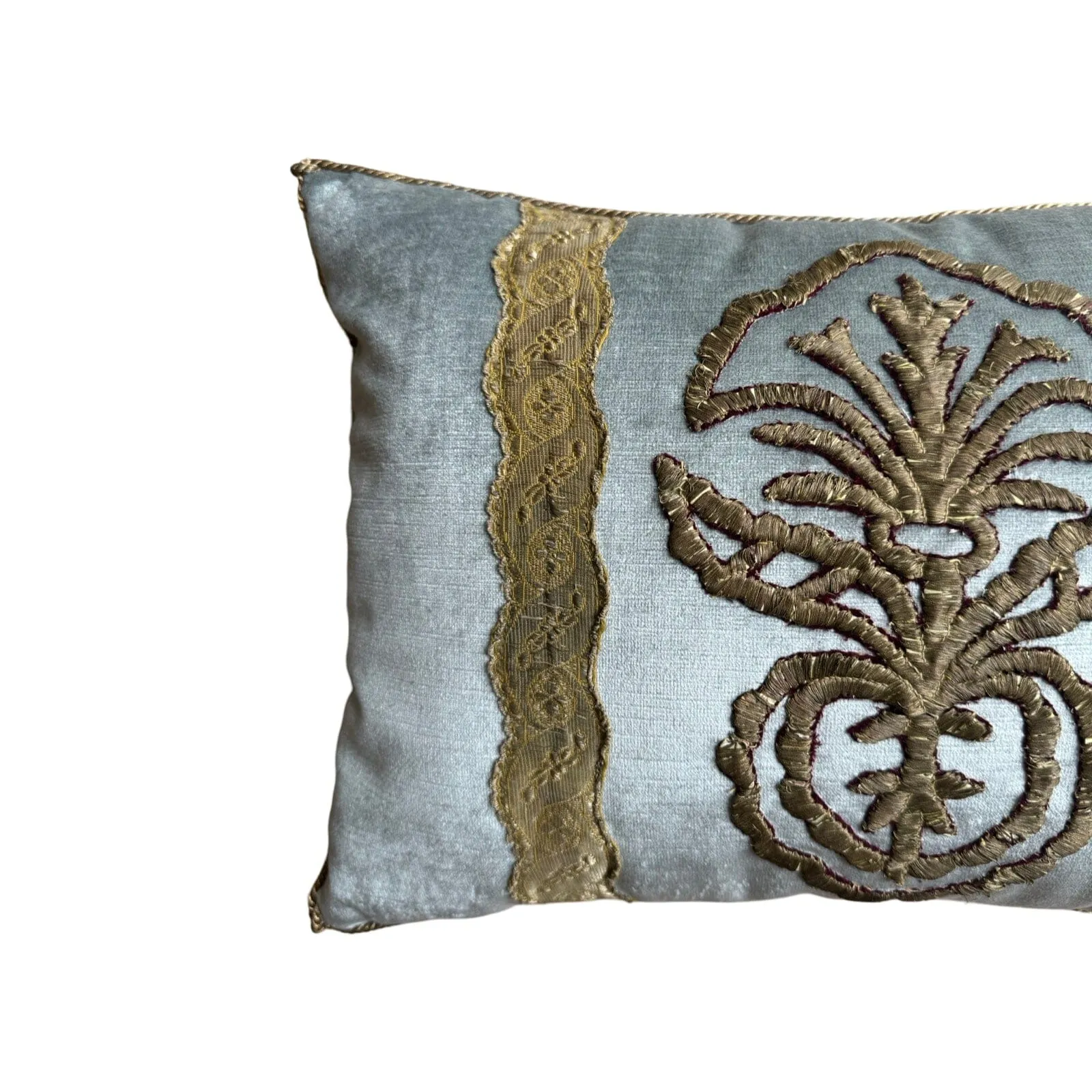 Antique Ottoman Empire Raised Gold and Silver Metallic Embroidery (#E010925 | 14" x 19")