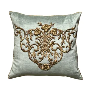 Antique Ottoman Empire Raised Gold Metallic Embroidery (#E022224A&B | 24 x 24")