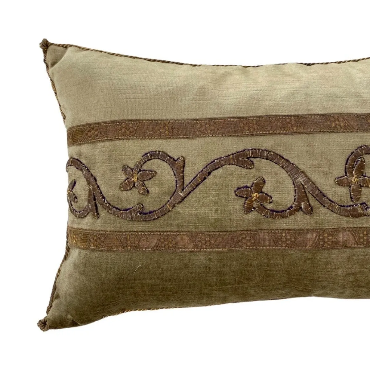 Antique Ottoman Empire Raised Gold Metallic Embroidery (#E032203A&B | 11 x 18")