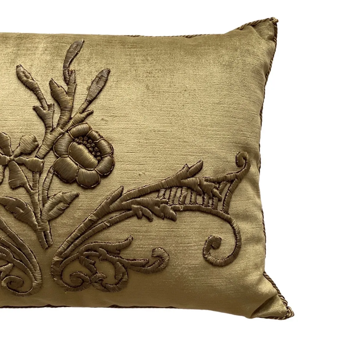 Antique Ottoman Empire Raised Gold Metallic Embroidery (#E040922A&B | 14 x 19")