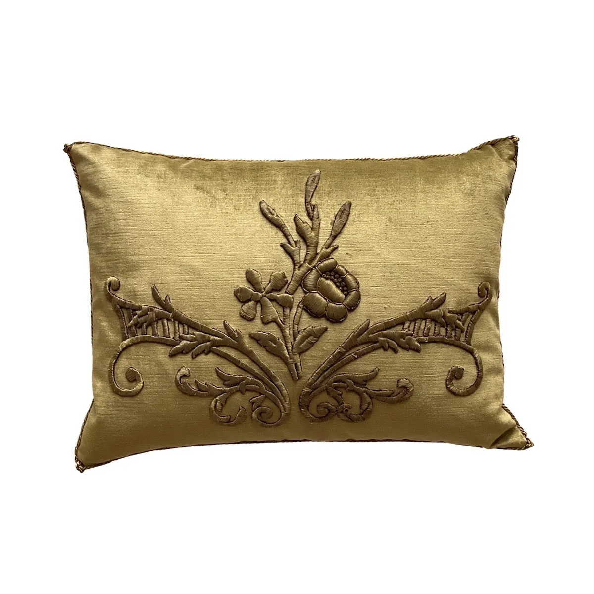 Antique Ottoman Empire Raised Gold Metallic Embroidery (#E040922A&B | 14 x 19")