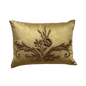 Antique Ottoman Empire Raised Gold Metallic Embroidery (#E040922A&B | 14 x 19")
