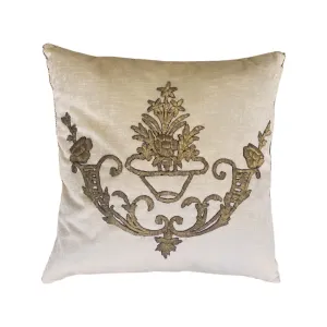Antique Ottoman Empire Raised Gold Metallic Embroidery (#E053022A&B | 21 x 21")