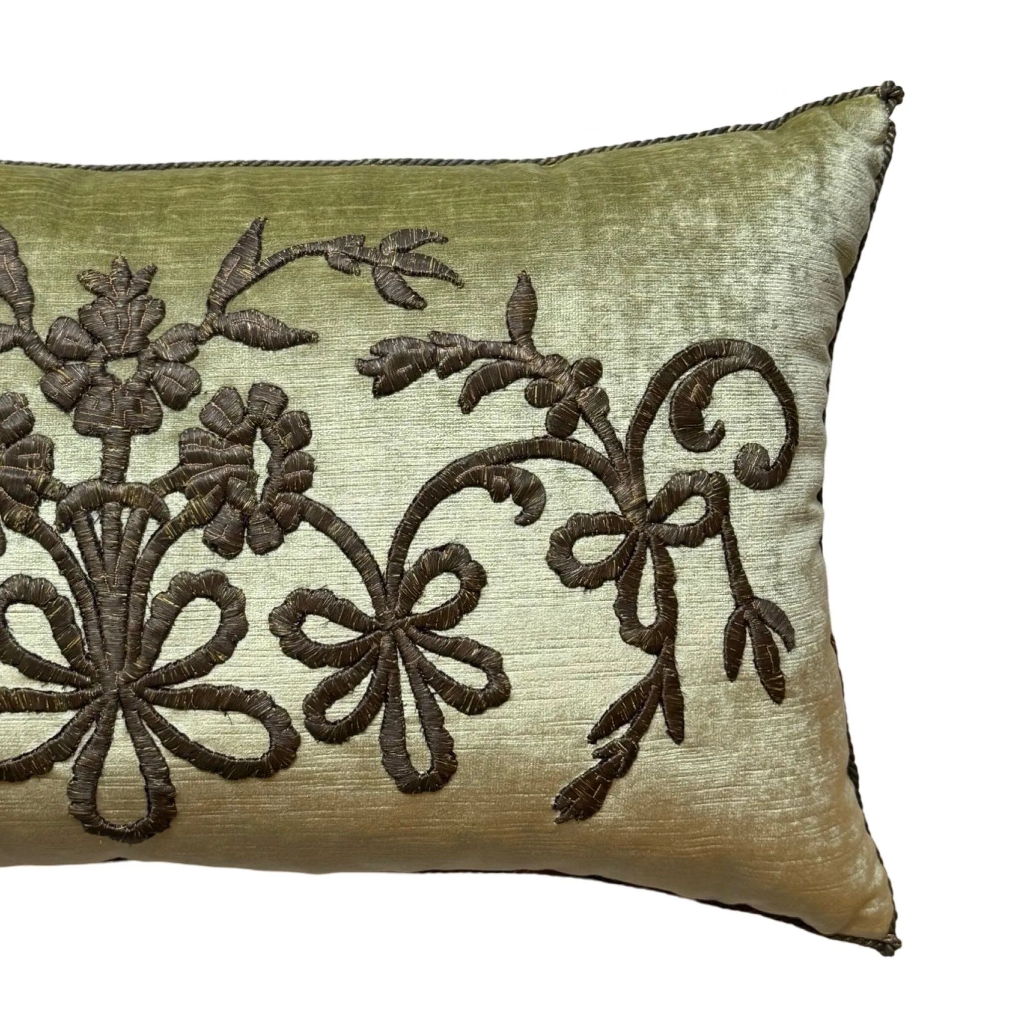 Antique Ottoman Empire Raised Gold Metallic Embroidery (#E070424| 14x 24")