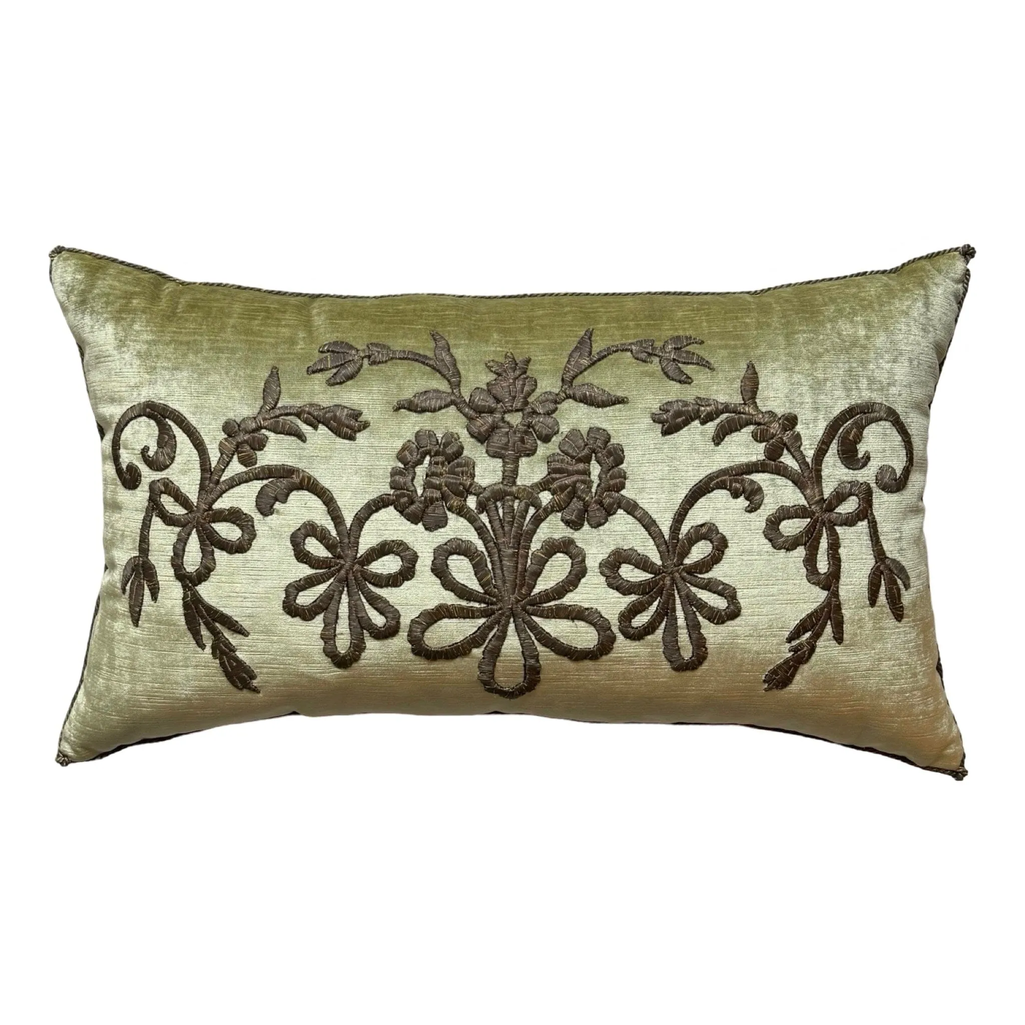 Antique Ottoman Empire Raised Gold Metallic Embroidery (#E070424| 14x 24")
