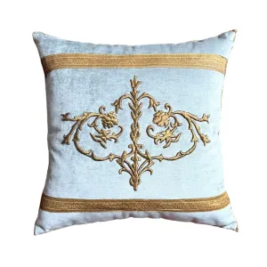 Antique Ottoman Empire Raised Gold Metallic Embroidery (#E080524A&B | 21x 21")
