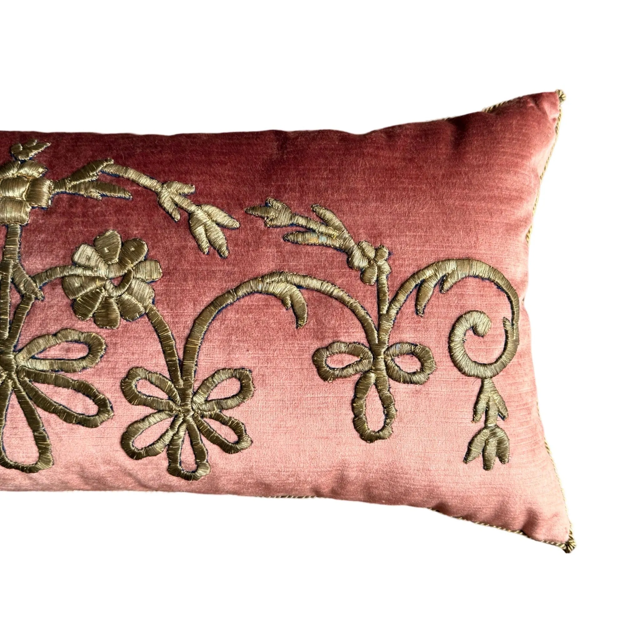 Antique Ottoman Empire Raised Gold Metallic Embroidery (#E081024 | 14x 30 1/4")