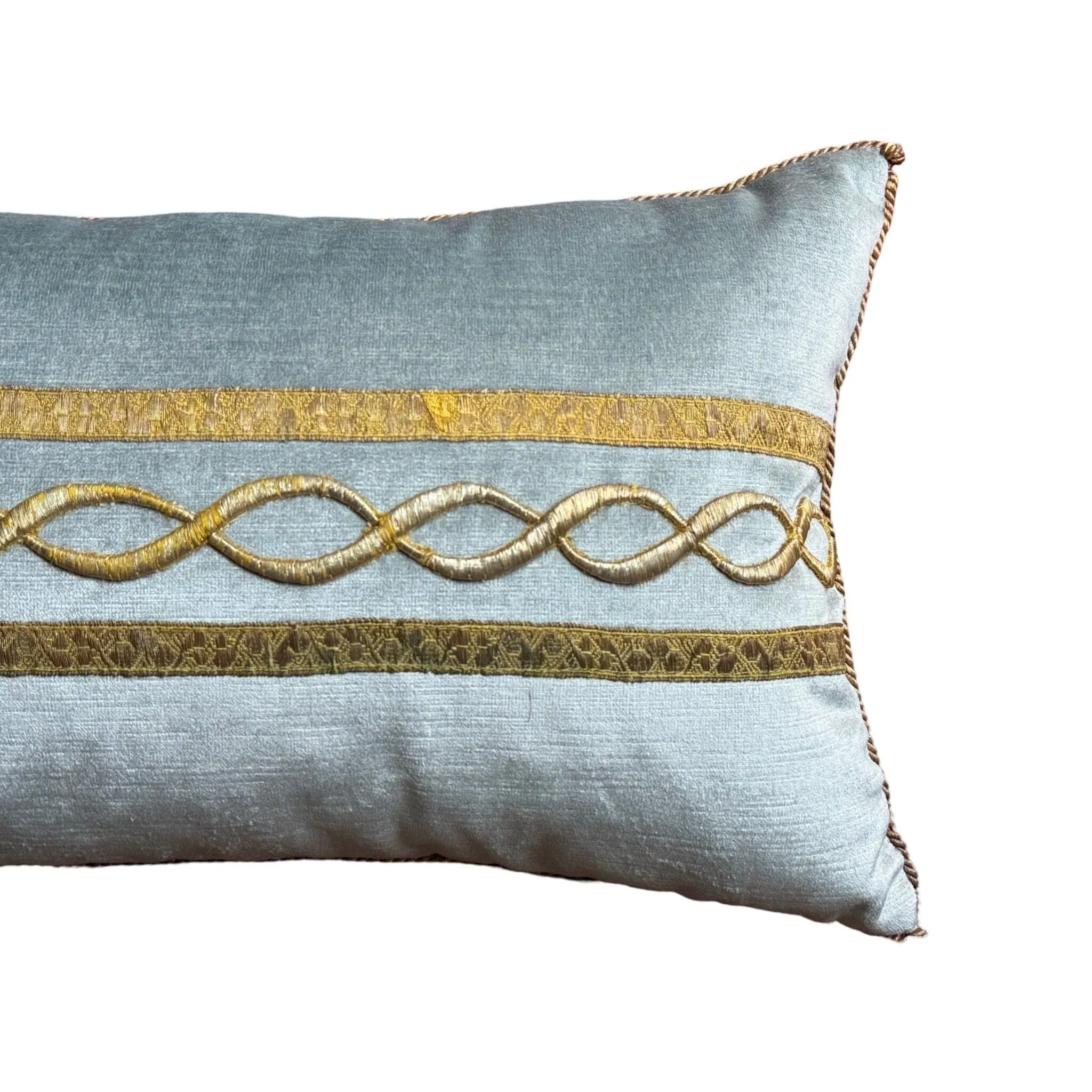 Antique Ottoman Empire Raised Gold Metallic Embroidery (#E082524 | 12x 26")