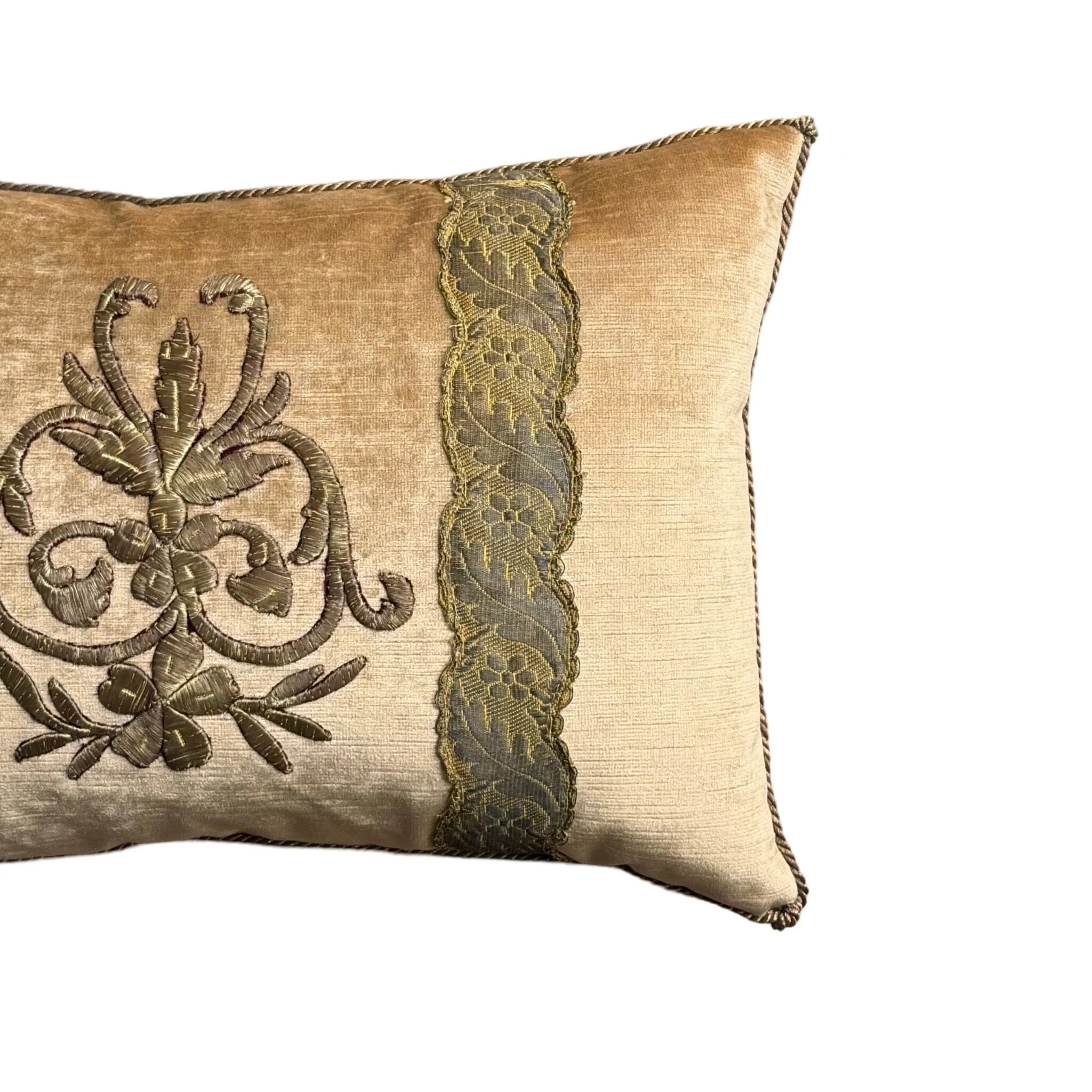 Antique Ottoman Empire Raised Gold Metallic Embroidery (#E092124A&B | 12 x 18"
